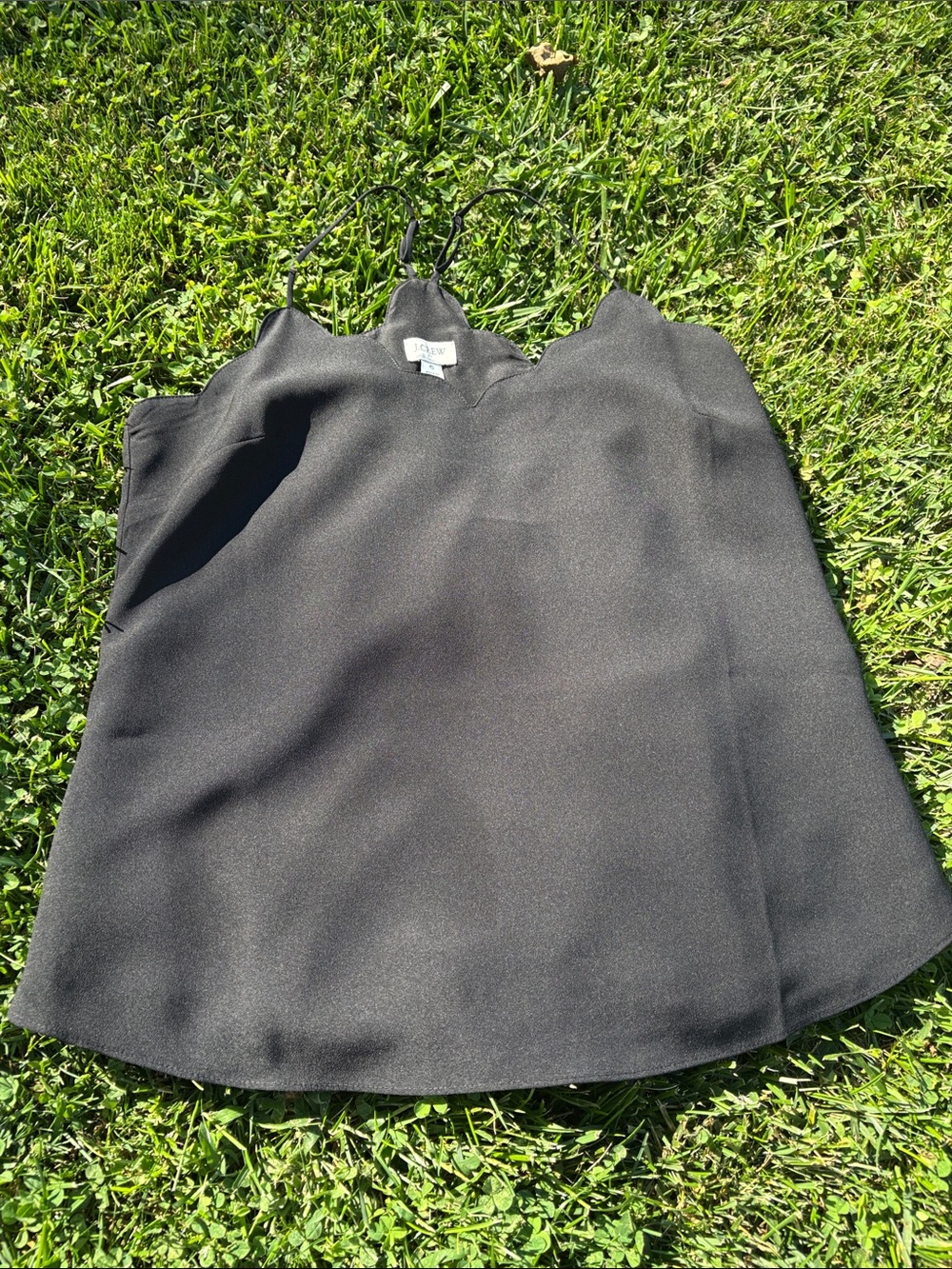 J Crew Black Scalloped Tank Top